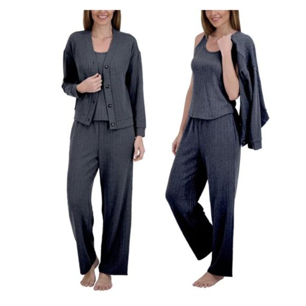 Live2Lounge Women's 3 Piece Textured Cable Knit Lounge Set Various Sizes